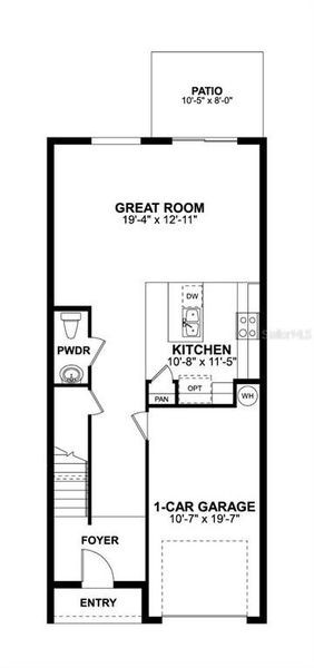 2D floor plan layout of this home in Tyson Ranch, Orlando, FL (Image 3).