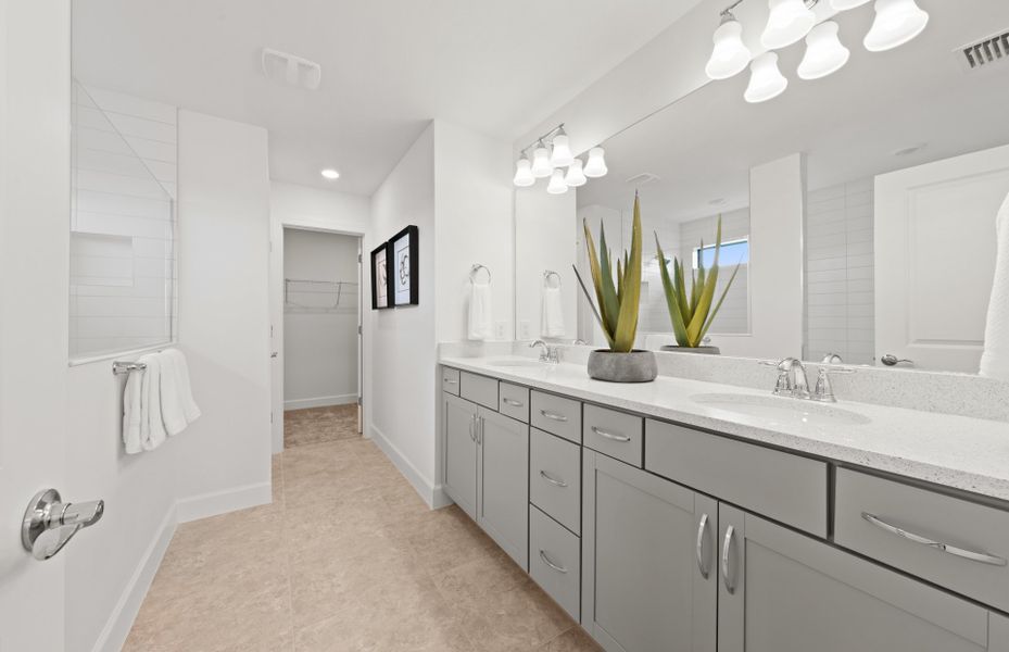 Owner's bathroom with double sink vanity