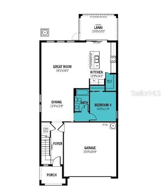 2D floor plan layout of this home in Crosswind Ranch, Parrish, FL (Image 3).