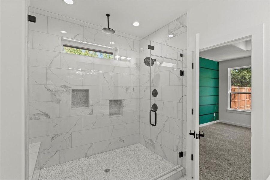 Bathroom with an enclosed shower