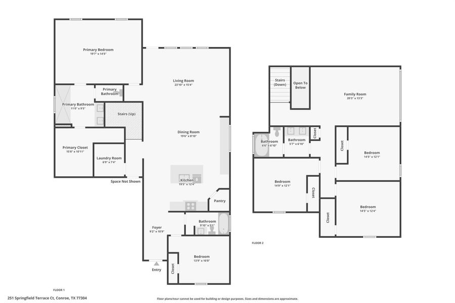 2D floor plan layout of this home in Hills of Westlake, Conroe, TX (Image 5). 2D floor plan layout of this home in Hills of Westlake, Conroe, TX (Image 5).