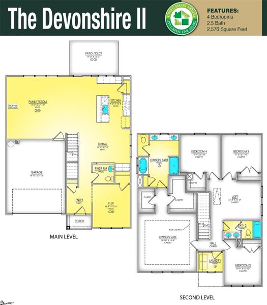 2D floor plan layout of this home in Shiloh Trail, Wellford, SC (Image 2).