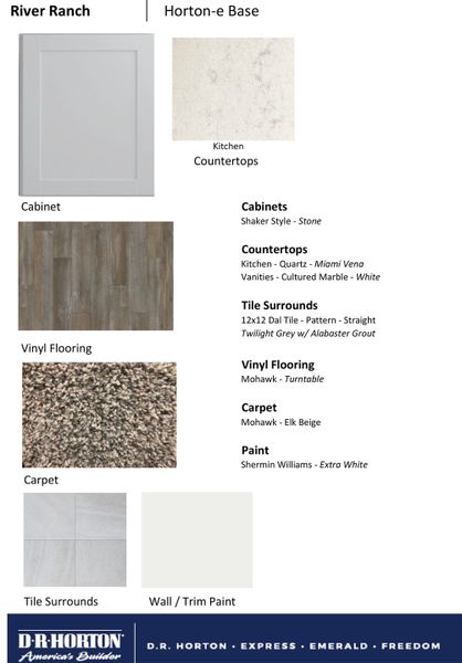 Materials commonly used for homes built from the Texas Cali by D.R. Horton in River Ranch Trails, Dayton (Image 4).