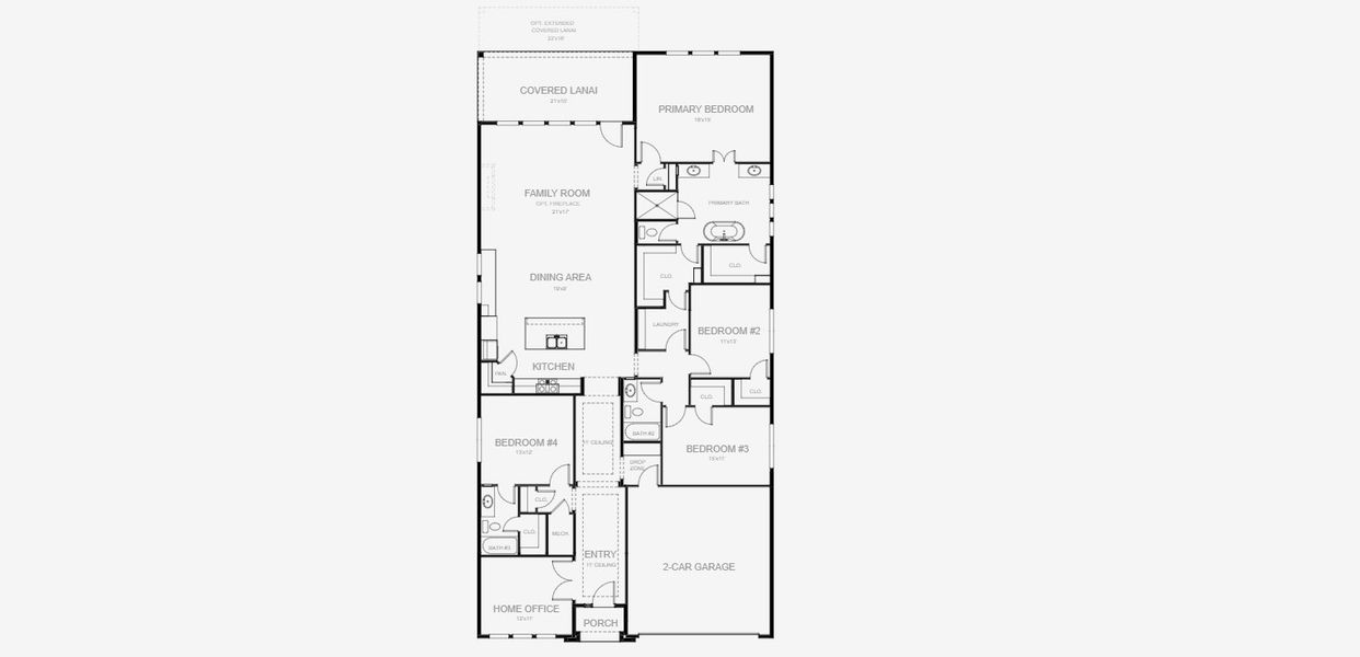 2D floor plan layout for the 2555J by Perry Homes in Hyland Trail, Green Cove Springs, FL (Image 3).