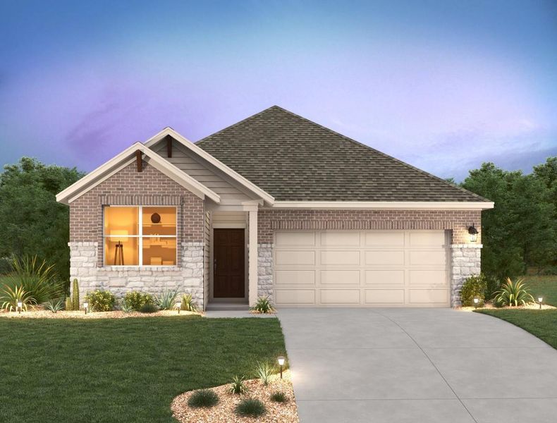 Front exterior of a new home in Berry Creek Highlands, Georgetown, TX, highlighting curb appeal (Image 2).