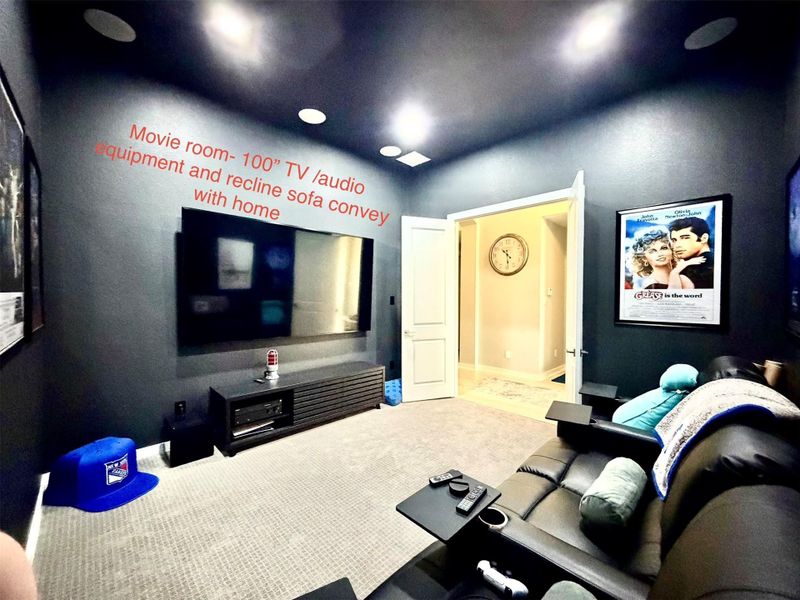 Media room-CONVEYS WITH HOME 100” tv/media-audio equipment, sofa and picture frames Media room-CONVEYS WITH HOME 100” tv/media-audio equipment, sofa and picture frames