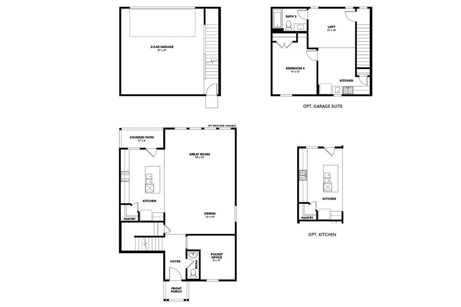 2D floor plan layout for the Doyle III by DRB Homes in Infinity Square, Kyle, TX (Image 3).