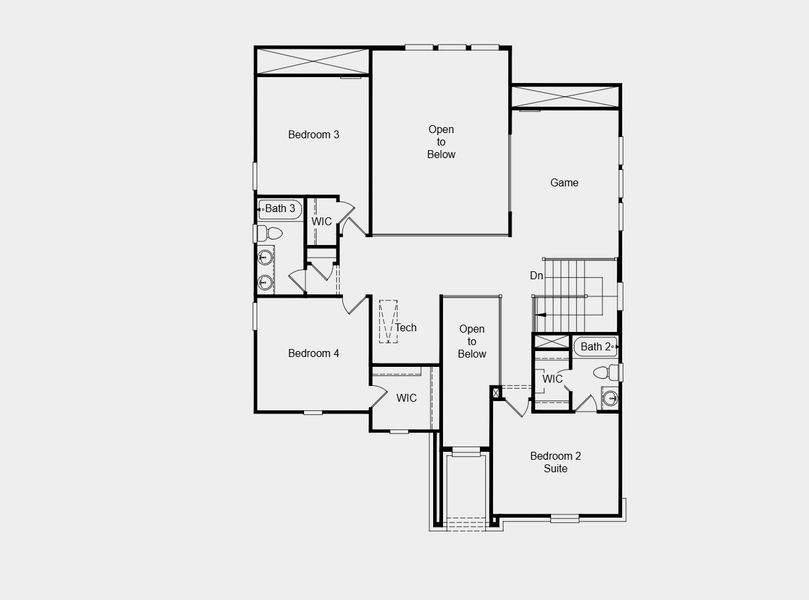 2D floor plan layout for the Balcones by Taylor Morrison in Turners Crossing, Austin, TX (Image 5).