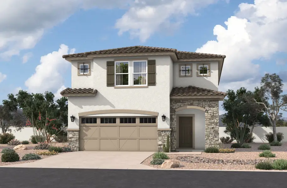 Representative exterior photo of a completed home built from the Sycamore by Beazer Homes in Bethany Grove, Glendale, AZ (Image 1). Representative exterior photo of a completed home built from the Sycamore by Beazer Homes in Bethany Grove, Glendale, AZ (Image 1).