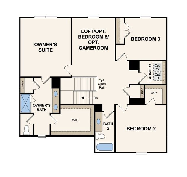 2D floor plan layout for the Greenfield by Century Communities in Hawthorne Reserve, Dallas, GA (Image 4).