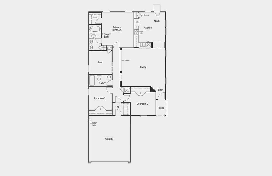 2D floor plan layout for the 1523 by KB Home in Sweetgrass Village, Crosby, TX (Image 3).