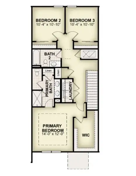 2D floor plan layout for the St Andrews by Rockwell Homes in Whaley Grove Townhomes, St. Cloud, FL (Image 12).