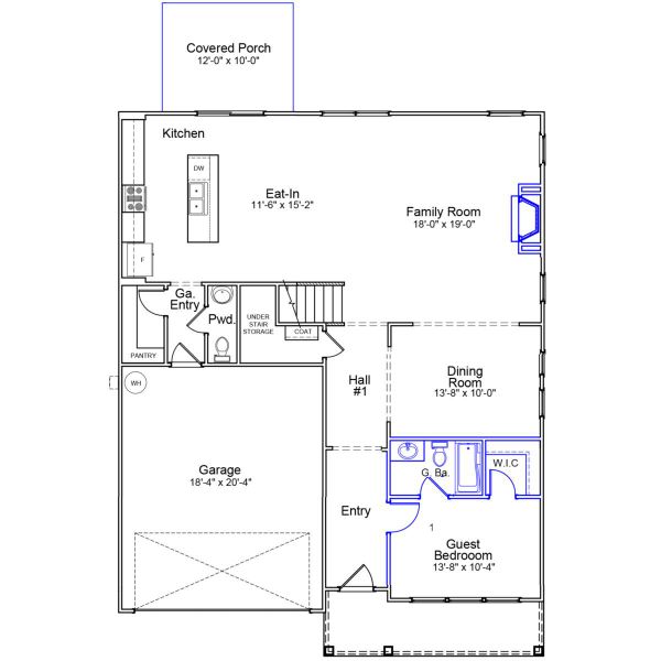 2D floor plan layout of this home in Citadel Point at Southbridge, Sneads Ferry, NC (Image 2).
