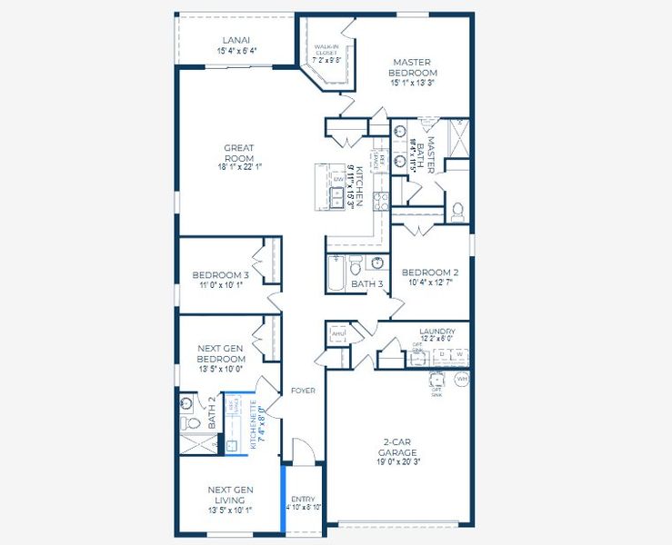 2D floor plan layout of this home in The Reserve At Hammock Oaks, Lady Lake, FL (Image 2). 2D floor plan layout of this home in The Reserve At Hammock Oaks, Lady Lake, FL (Image 2).
