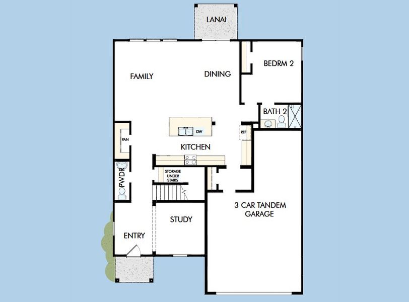2D floor plan layout for the The Dragonfly by David Weekley Homes in The Preserve at Laurelton – The Canopy Collection, Green Cove Springs, FL (Image 3).