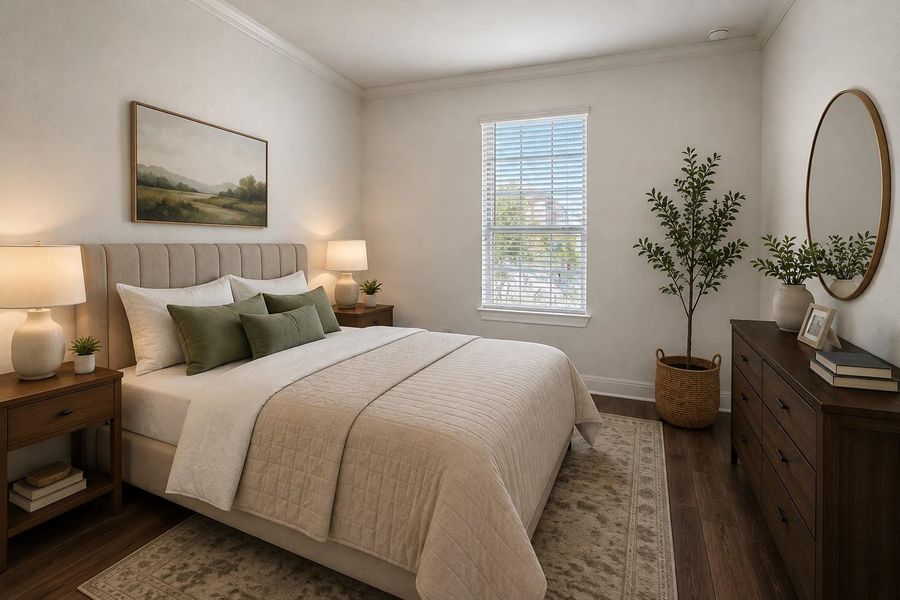 virtually staged example of office/bedroom photo
