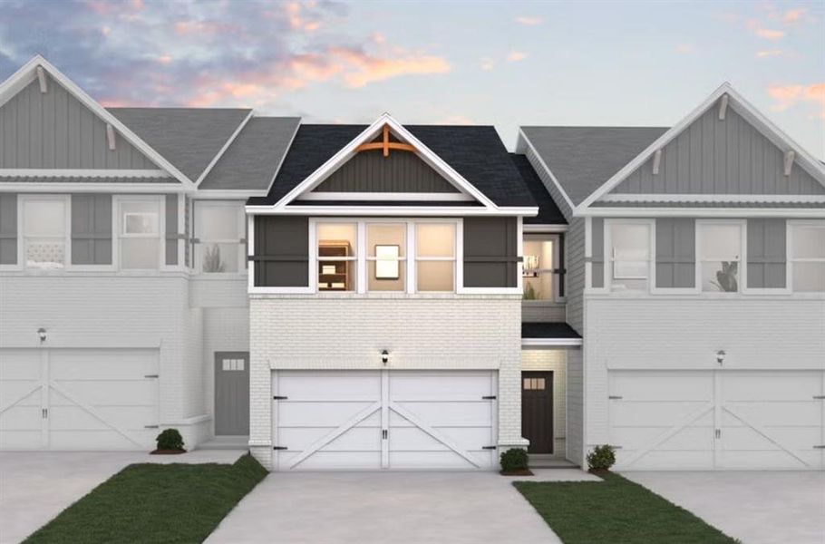 Front exterior of a new home in Concord Oaks, Powder Springs, GA, highlighting curb appeal (Image 2).