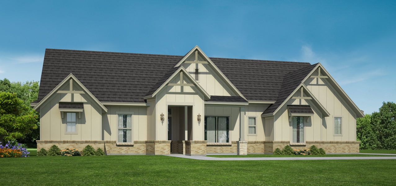 Representative exterior photo of a completed home built from the Catherine by Our Country Homes in Highland Oaks, Boyd, TX (Image 1). Representative exterior photo of a completed home built from the Catherine by Our Country Homes in Highland Oaks, Boyd, TX (Image 1).