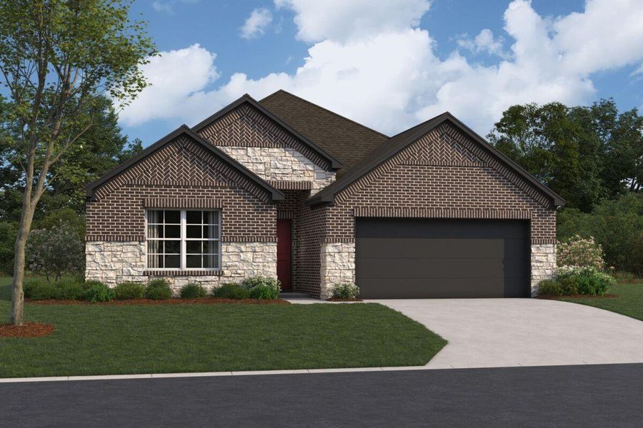 Front exterior of a new home in Lone Star Landing, Montgomery, TX, highlighting curb appeal (Image 2). Front exterior of a new home in Lone Star Landing, Montgomery, TX, highlighting curb appeal (Image 2).