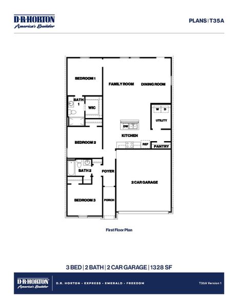 2D floor plan layout of this home in Lexington Heights, Willis, TX (Image 4).