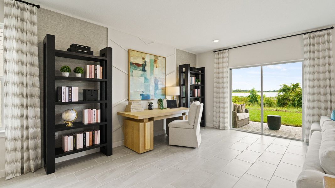 Castaway Office and Living Area, new home plan available at Liberty Trace in Haines City, fl