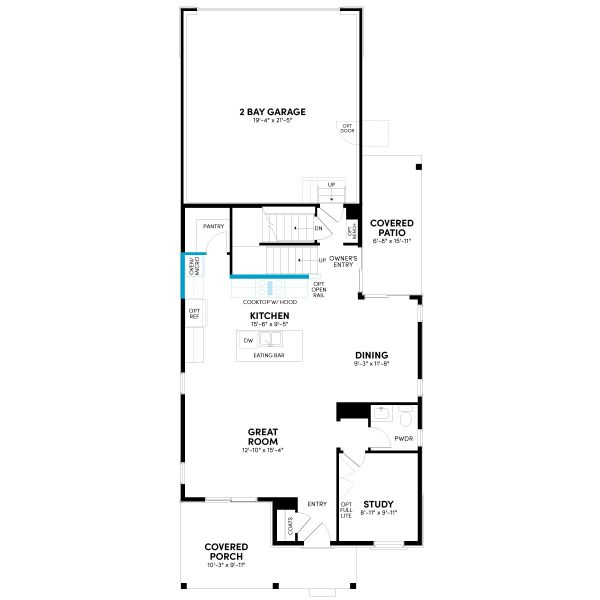 2D floor plan layout for the Spark Four by Brookfield Residential in Spark at Uplands, Westminster, CO (Image 5). 2D floor plan layout for the Spark Four by Brookfield Residential in Spark at Uplands, Westminster, CO (Image 5).
