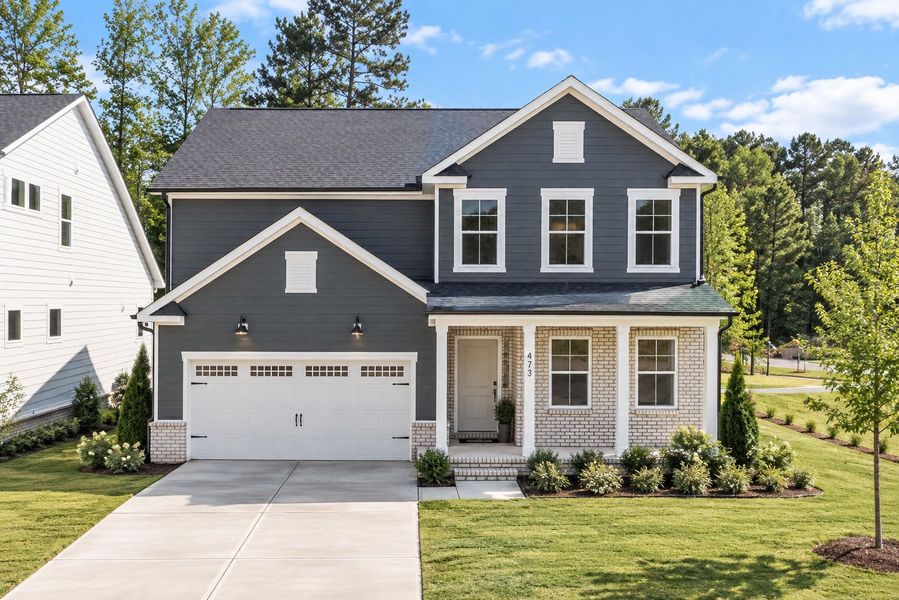Representative exterior photo of a completed home built from the Hampton by Pulte Homes in Henley Village, Burlington, NC (Image 1). Representative exterior photo of a completed home built from the Hampton by Pulte Homes in Henley Village, Burlington, NC (Image 1).