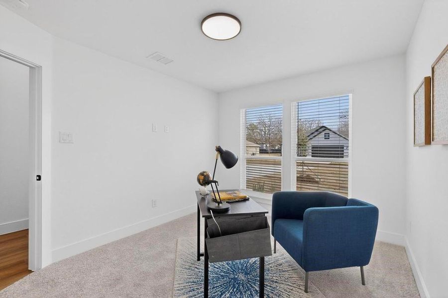 Office desk and light carpet Office desk and light carpet