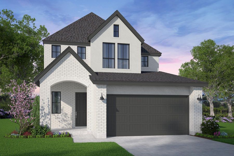 Front exterior of a new home in Midline, Webster, TX, highlighting curb appeal (Image 1). Front exterior of a new home in Midline, Webster, TX, highlighting curb appeal (Image 1).