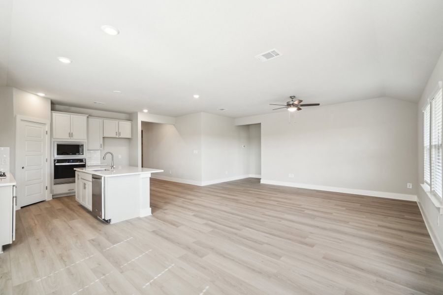 Dining room in the Preston floorplan at a Meritage Homes community.