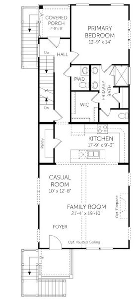 2D floor plan layout for the Jamestown - Single Family Homes by Dream Finders Homes in Heron Preserve, Hanahan, SC (Image 4).