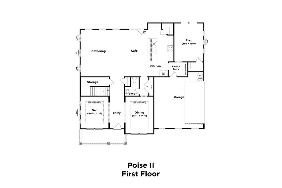 2D floor plan layout for the Poise II by DRB Homes in Northridge Park, Murfreesboro, TN (Image 5).