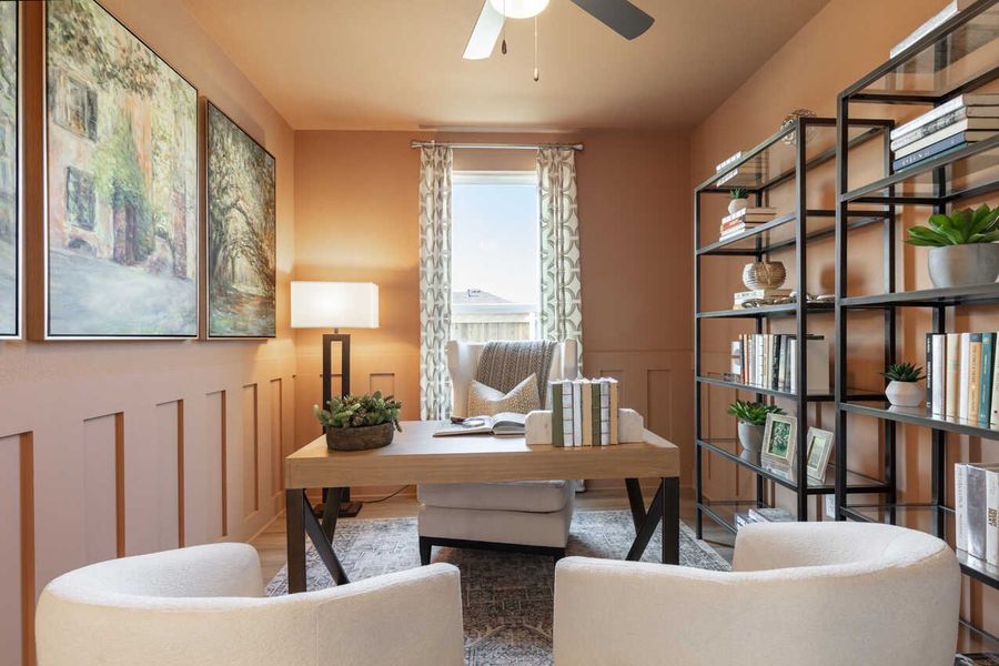 Representative furnished interior of a home built from the Monet-SS by Highland Homes in Lariat, Liberty Hill (Image 53).