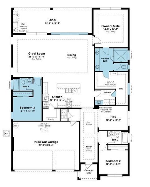 2D floor plan layout of this home in Cresswind at Hammock Oaks, Lady Lake, FL (Image 4).