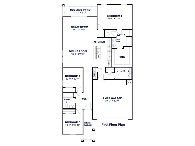 2D floor plan layout of this home in Remington, Buckeye, AZ (Image 1).