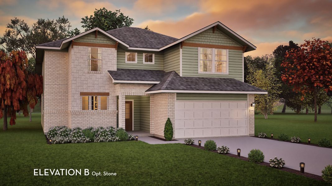 Representative exterior photo of a completed home built from the San Marcos by CastleRock Communities in Hickory Ridge Estates, Elmendorf, TX (Image 21).