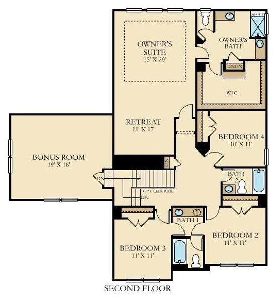 2D floor plan layout of this home in Heron's Walk at Summers Corner: Coastal Collection, Summerville, SC (Image 4). 2D floor plan layout of this home in Heron's Walk at Summers Corner: Coastal Collection, Summerville, SC (Image 4).