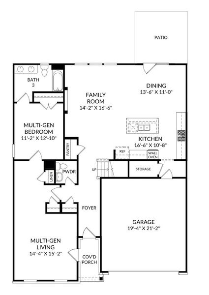 2D floor plan layout for the The Mathis by Stanley Martin Homes in Croftside Single Family Homes, Powder Springs, GA (Image 3).