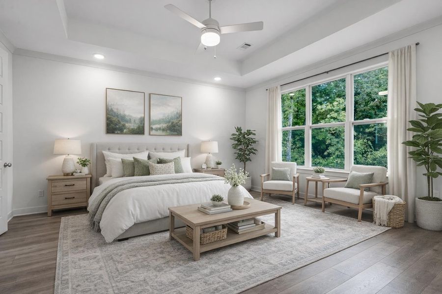 Virtually staged.  No furniture or decor included with home