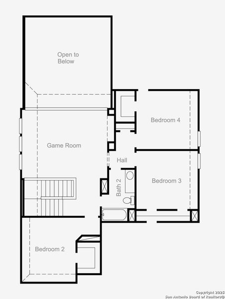 2D floor plan layout of this home in Ladera 50', San Antonio, TX (Image 6).