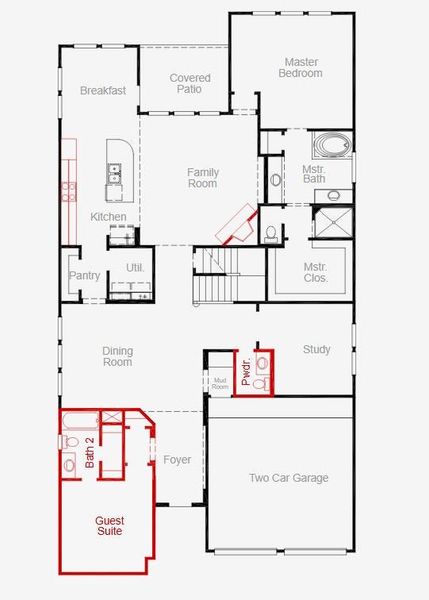 2D floor plan layout of this home in Painted Tree, McKinney, TX (Image 4).