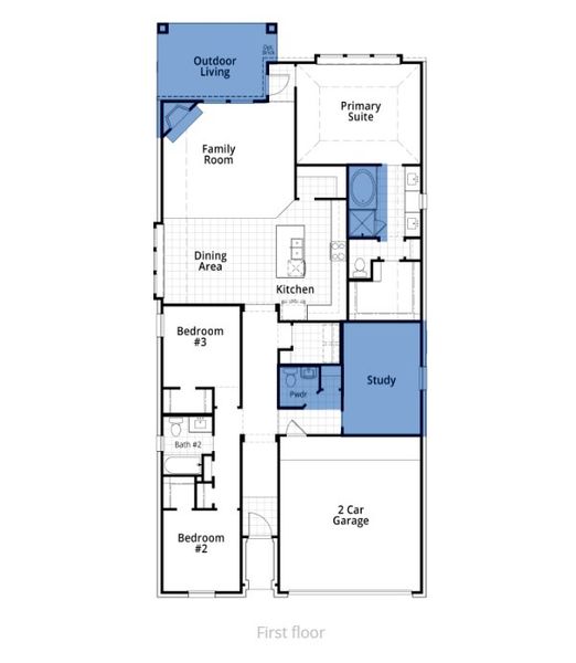 2D floor plan layout of this home in Sandbrock Ranch: 45ft. lots, Aubrey, TX (Image 2). 2D floor plan layout of this home in Sandbrock Ranch: 45ft. lots, Aubrey, TX (Image 2).