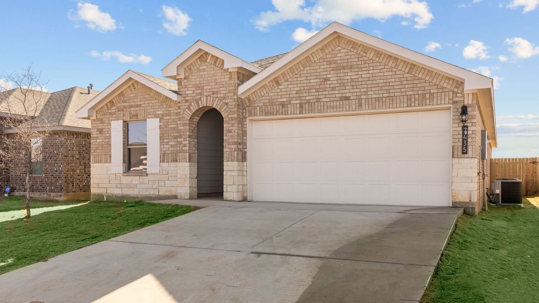 Representative exterior photo of a completed home built from the The Harris by D.R. Horton in Terra Vista, Lubbock, TX (Image 2). Representative exterior photo of a completed home built from the The Harris by D.R. Horton in Terra Vista, Lubbock, TX (Image 2).