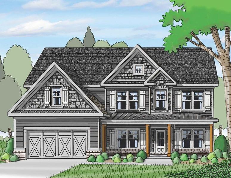 Exterior rendering of this home design in Woodland Hills, Loganville, GA (Image 1). Exterior rendering of this home design in Woodland Hills, Loganville, GA (Image 1).