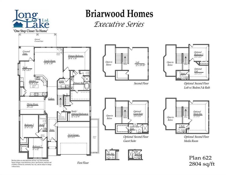 Plan 622 features 4 bedrooms, 2 baths, 1 half bath and over 2,800 square feet of living space.