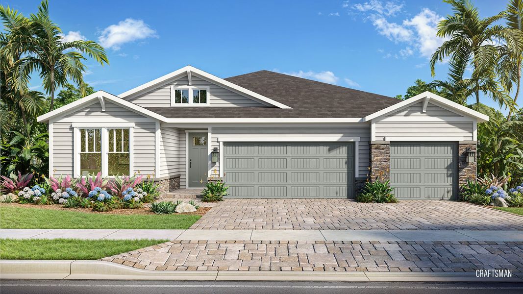 Representative exterior photo of a completed home built from the Marigold by DRB Homes in Haven at Diamond Springs, Jacksonville, FL (Image 21). Representative exterior photo of a completed home built from the Marigold by DRB Homes in Haven at Diamond Springs, Jacksonville, FL (Image 21).