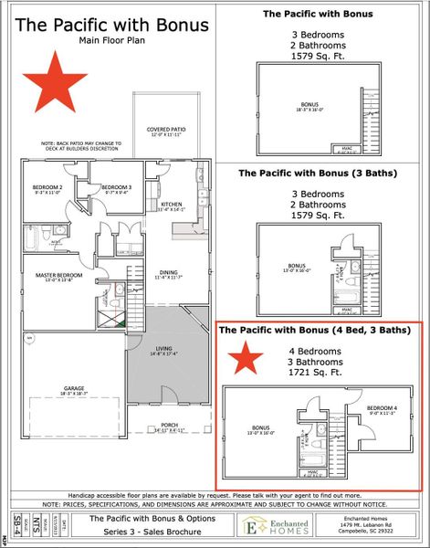 2D floor plan layout of this home in Cleveland Meadows, Spartanburg, SC (Image 3).