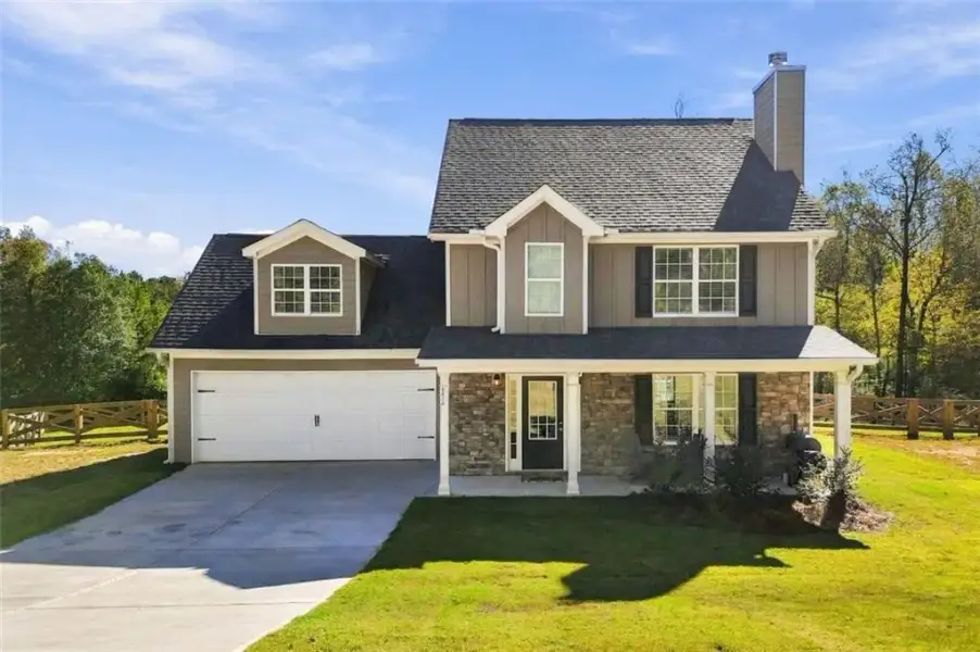 Front exterior of a new home in , Gainesville, GA, highlighting curb appeal (Image 2). Front exterior of a new home in , Gainesville, GA, highlighting curb appeal (Image 2).