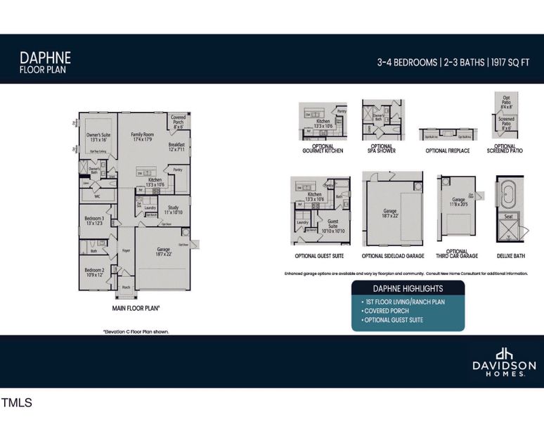 2D floor plan layout of this home in Woodland Crossing, Zebulon, NC (Image 2).