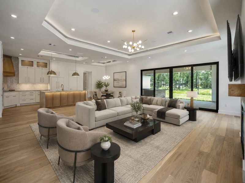 Beautiful view of living room, kitchen and breakfast area to provide a more connected family experience. Image is virtually staged. Beautiful view of living room, kitchen and breakfast area to provide a more connected family experience. Image is virtually staged.